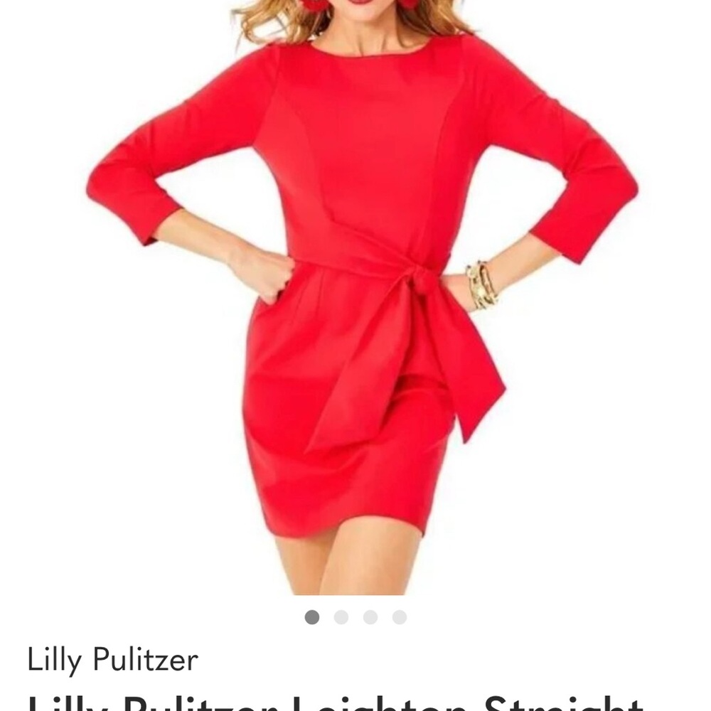 NWT Lilly Pulitzer Vibrant Red Long Sleeve Dress - Picture 10 of 10